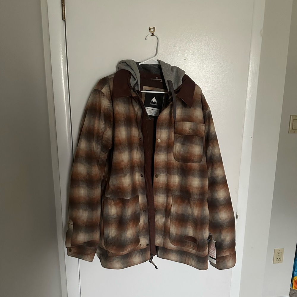 Men’s Burton dunmore jacket Large plaid ski snowboard